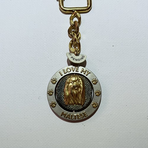 Maltese dog gold - gold, keyring